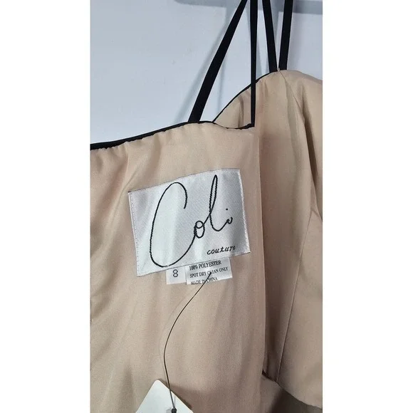 Coli Couture Black Gold Floral Beaded Prom Formal Gown Dress Size 8 - Picture 11 of 11